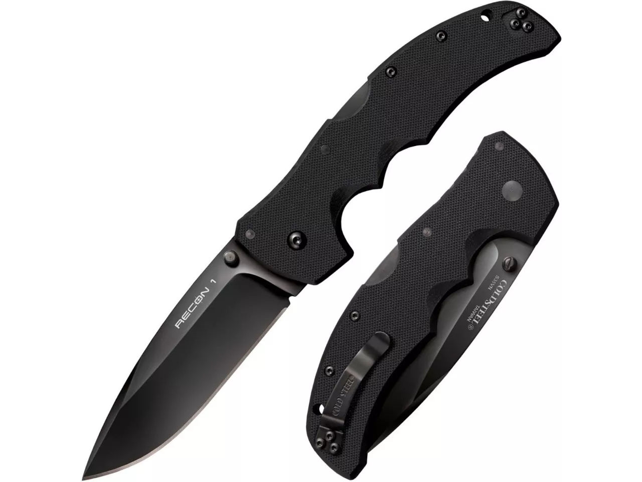 Cold Steel Recon 1 Spear Point Plain Edge (S35VN), Black, Ambidextrous, Manual