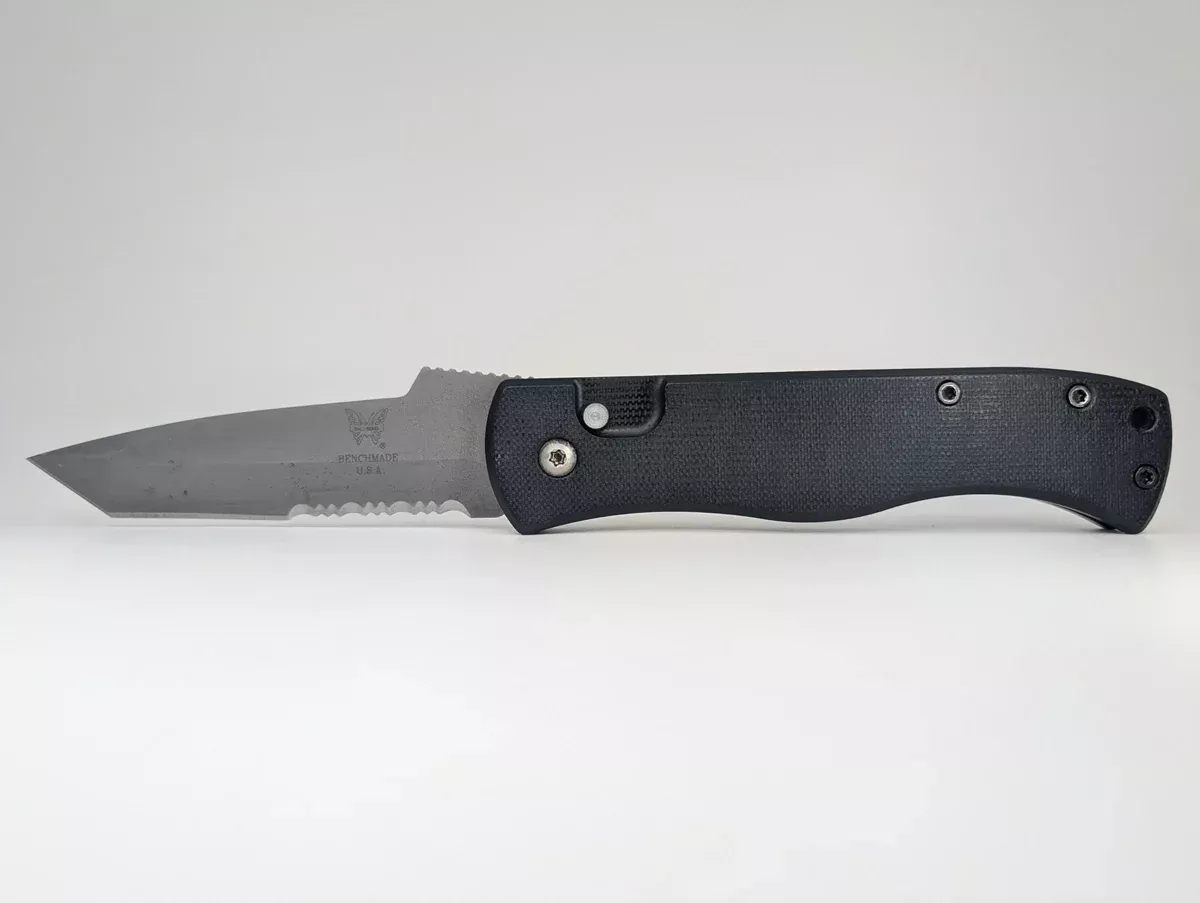 *Consignment* Benchmade Emerson Black ATS-34 Chisel Grind Partial Serrated Auto Folding Knife