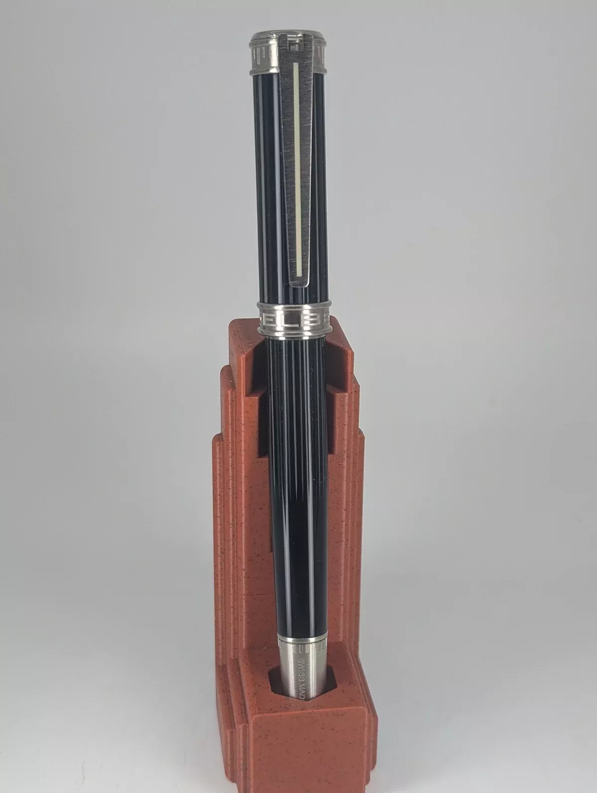 *Consignment* Edelberg Tachys Pinstripe with Superluminova Fountain Pen Titanium Medium Nib