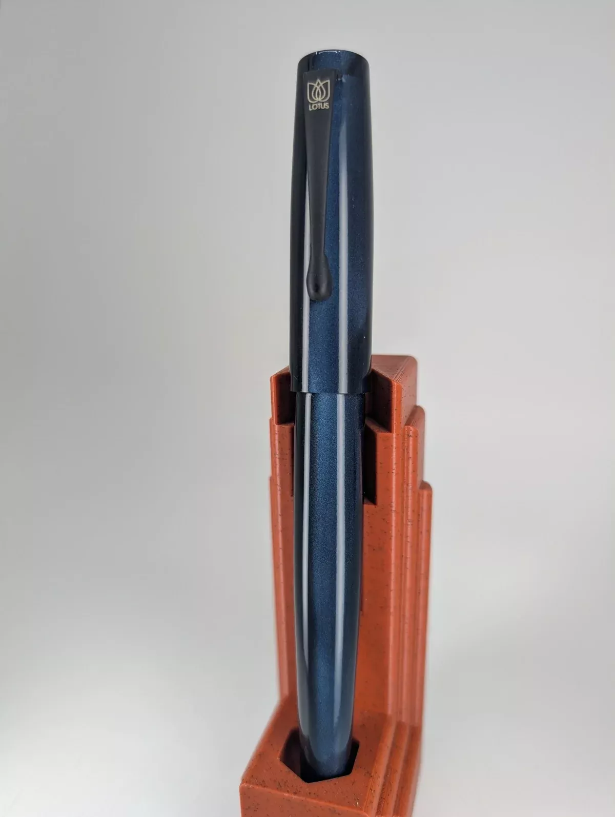 *Consignment* Lotus Pens Student Blue Acrylic Fountain Pen Broad Nib