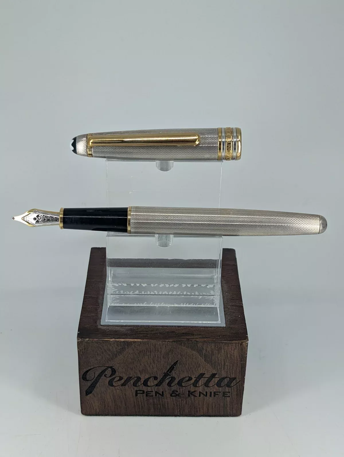 *Consignment* Montblanc Meisterstuck Solitaire Barley Sterling Silver Fountain Pen 18k Gold Stub Nib