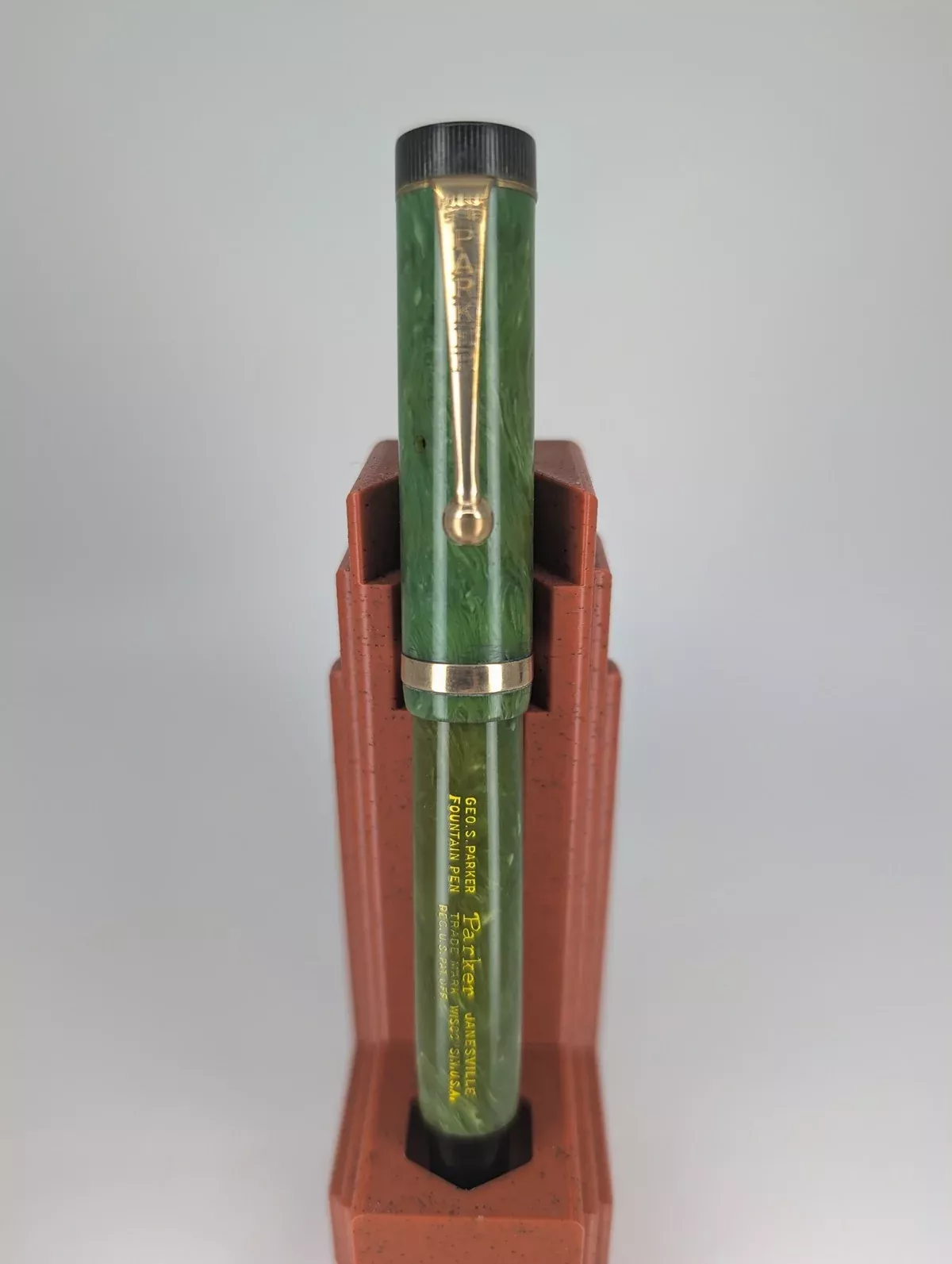 *Consignment* Parker Duofold Jr. Flat Top Green Fountain Pen Stub Nib