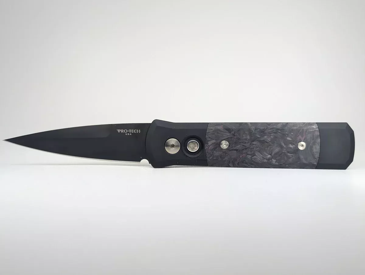 *Consignment* Protech Godson Fat Carbon Dark Matter Purple Auto Folding Knife