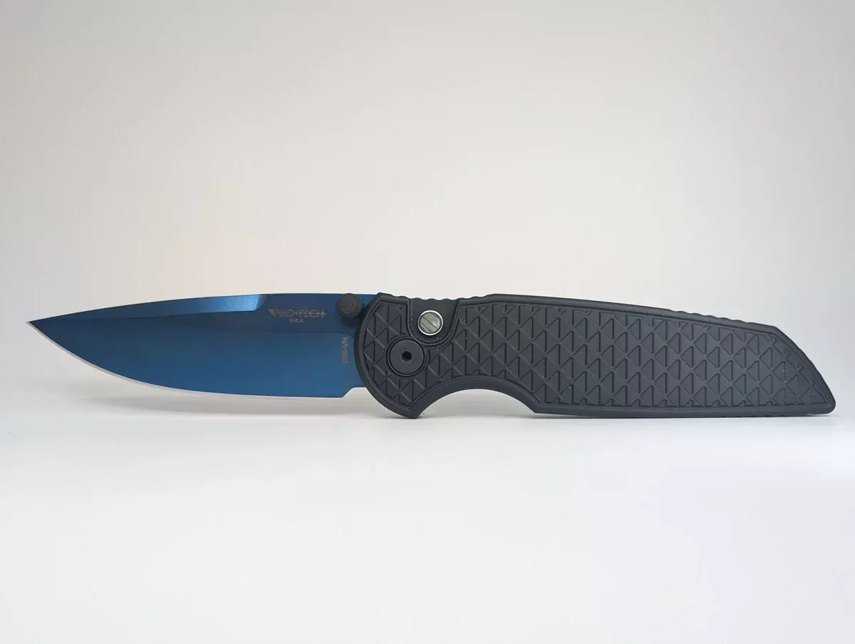*Consignment* Protech Integrity Relic Sapphire Blue Button Lock Folding Knife