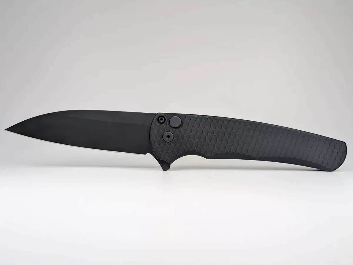*Consignment* Protech Malibu Dragon Scale Black DLC Magnacut Button Lock Folding Knife