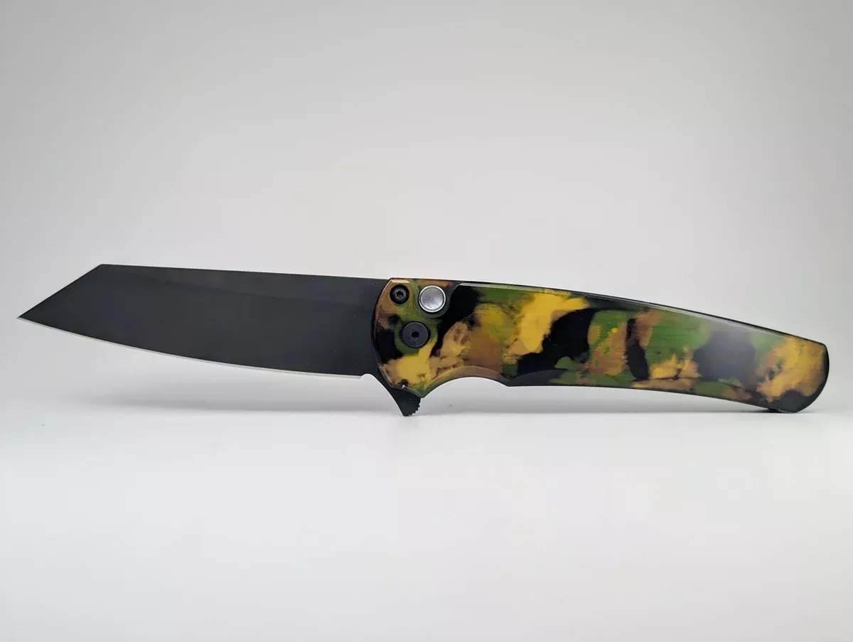 *Consignment* Protech Malibu Woodland Camo REC Exclusive Button Lock Folding Knife