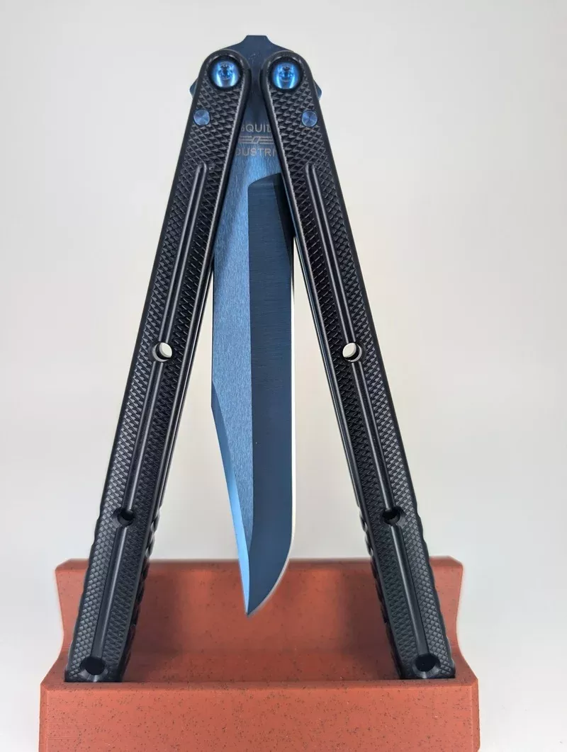 *Consignment* Squid Industries Krake Raken V3 Sapphire Bowie Black Live Blade Balisong
