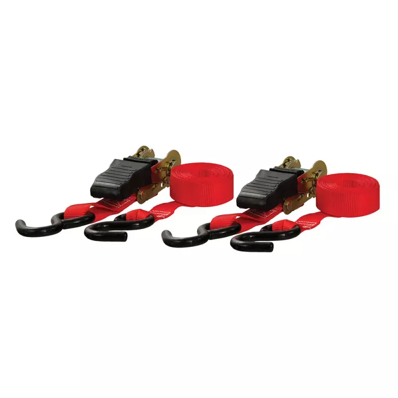 CURT 10 Red Cargo Straps w/S Hooks – 500 lbs – 2 Pack