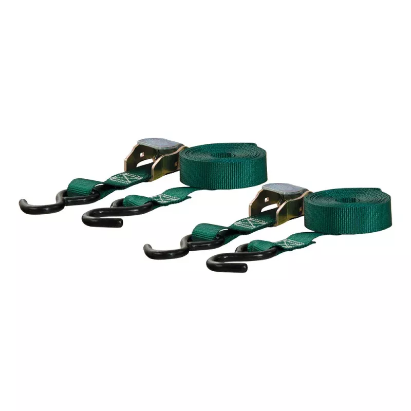 CURT 15 Dark Green Cargo Straps w/S Hooks – 300 lbs – 2 Pack