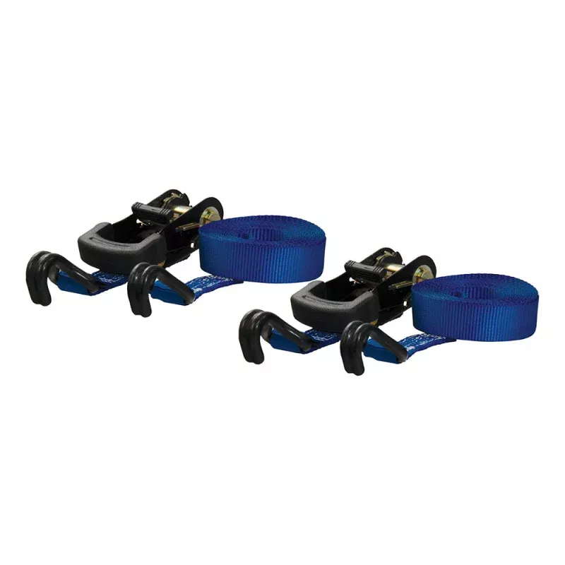 CURT 16 Blue Cargo Straps w/J Hooks – 733 lbs – 2 Pack
