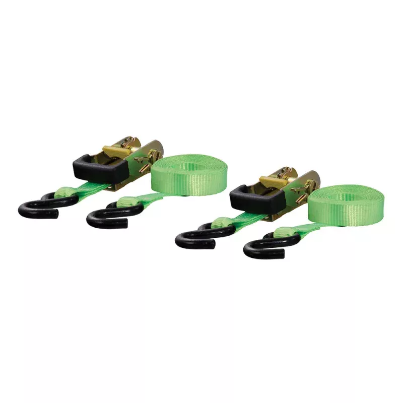 CURT 16 Lime Green Cargo Straps w/S Hooks – 1,100 lbs – 2 Pack