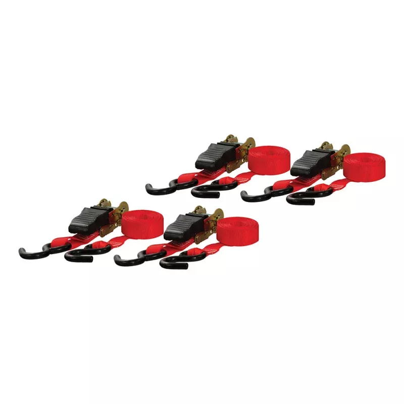 CURT 16 Red Cargo Straps w/S Hooks – 500 lbs – 4 Pack