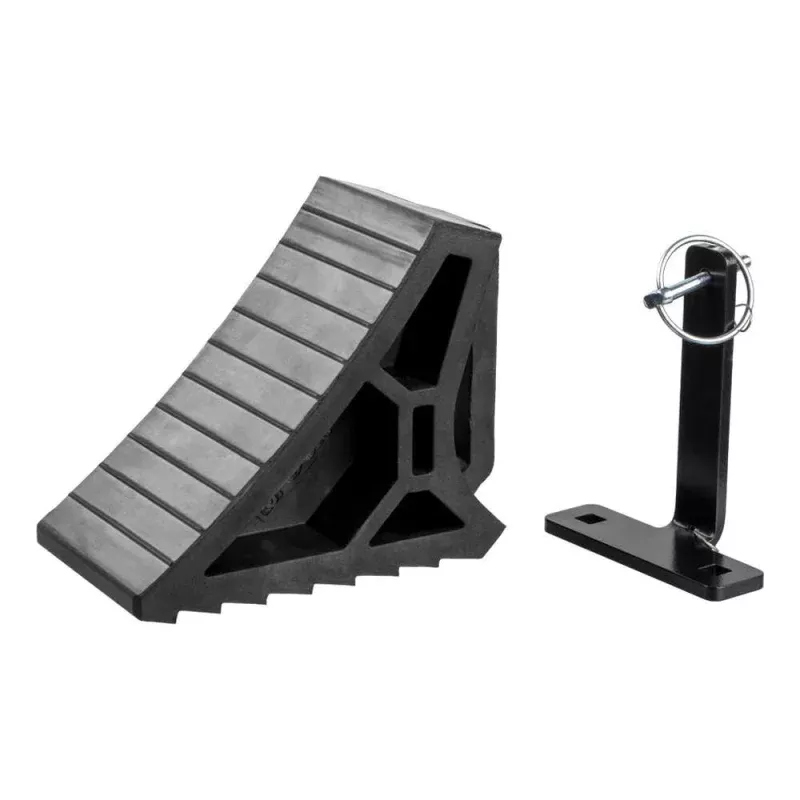 CURT HD Rubber Wheel Chock w/HandleSingle Trailer Mount
