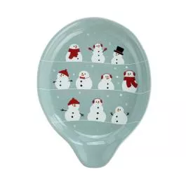 Demdaco Ceramic Spoon Rest - 4.5"w x 6"h - Snowman/Mittens