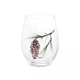 Demdaco White Pine Stemless Wine Glass