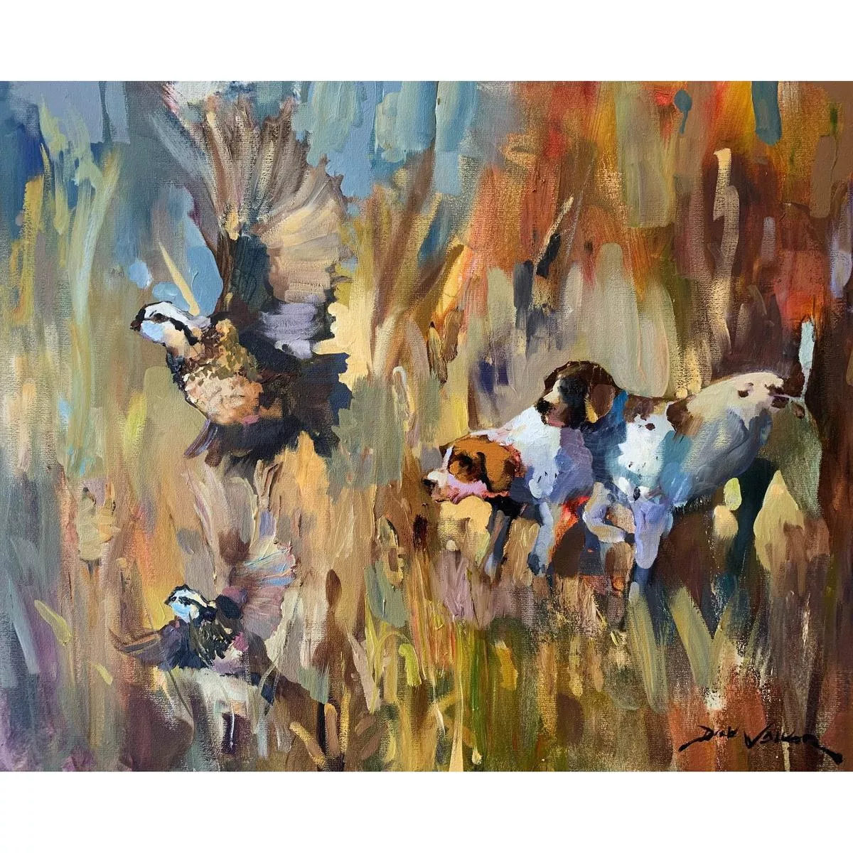 Dirk Walker "Quail & Pointers" Giclee Print