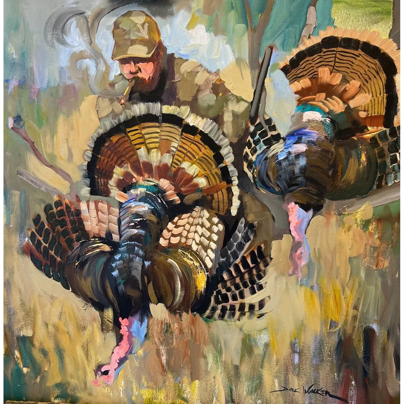 “A Double Deserves a Smoke”Painting by Dirk Walker
