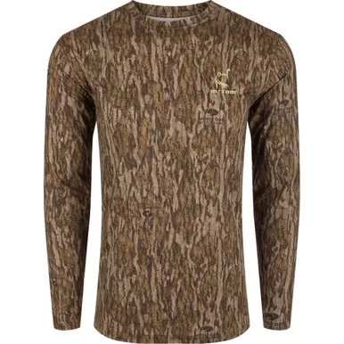 Drake Ol' Tom Performance Crew Camo Print Ls Mo Bottomland