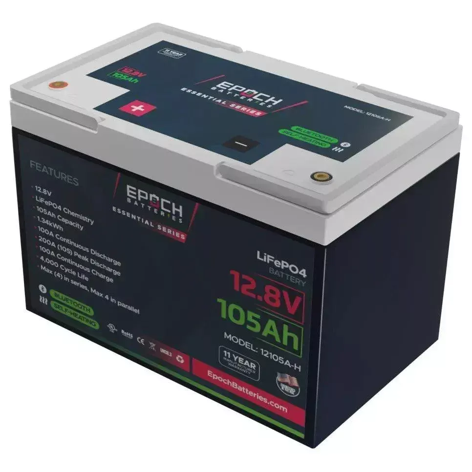 Epoch Batteries 12V 105Ah – Group 24 – Heated & Bluetooth LiFePO4 Battery