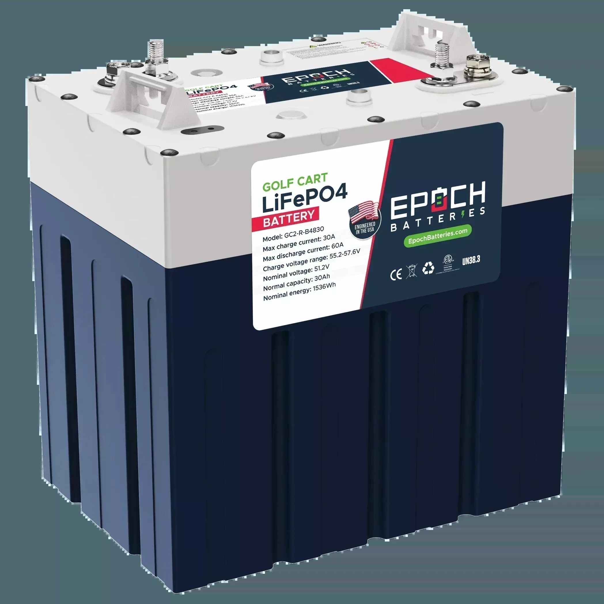 Epoch Batteries 48V 30Ah GC2 – Golf Cart LiFePO4 Lithium Battery