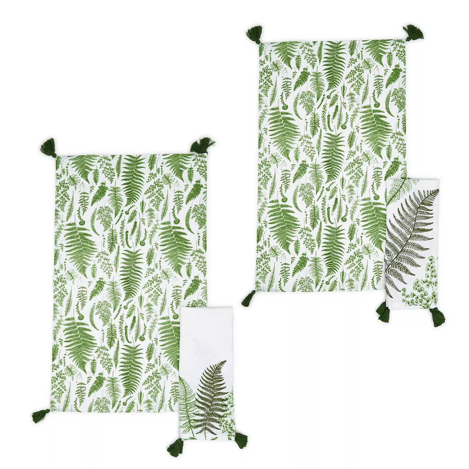 Fanciful Fern Dish Towels with Tassels (Set of 2)