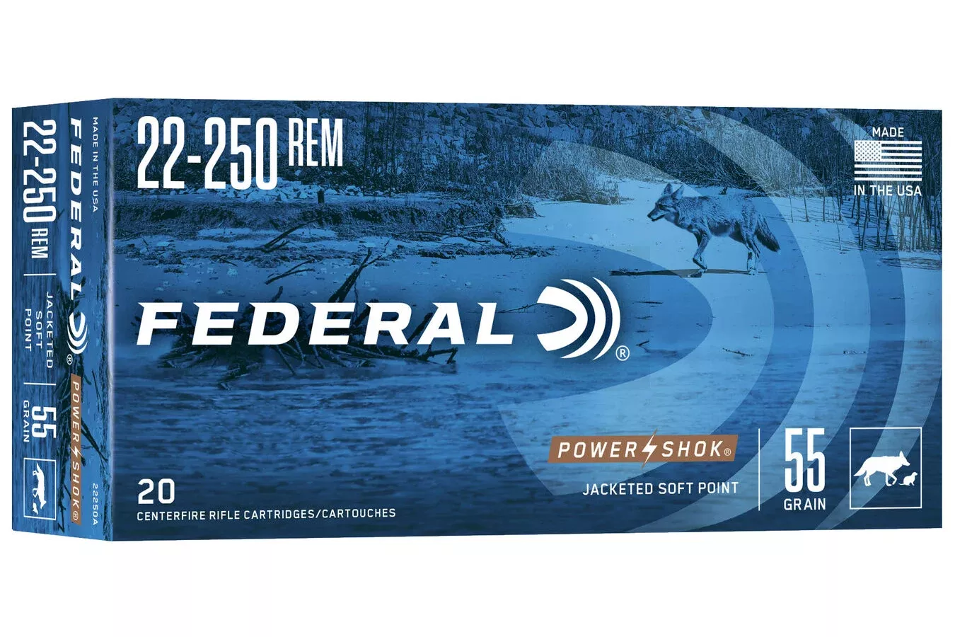 Federal  22-250 Rem 55 gr Soft Point Power-Shok 20/Box