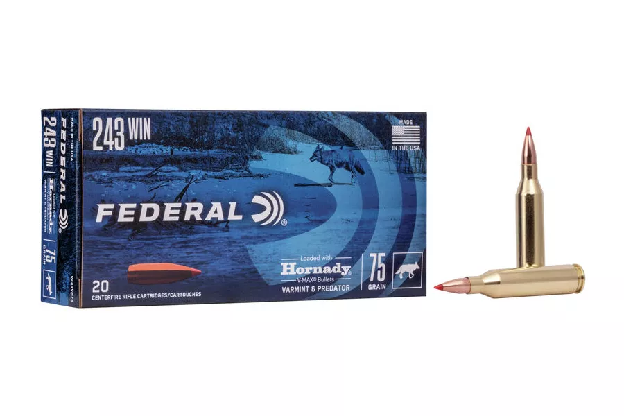 Federal  243 Win 75 gr Hornady V-Max Varmint and Predator 20/Box