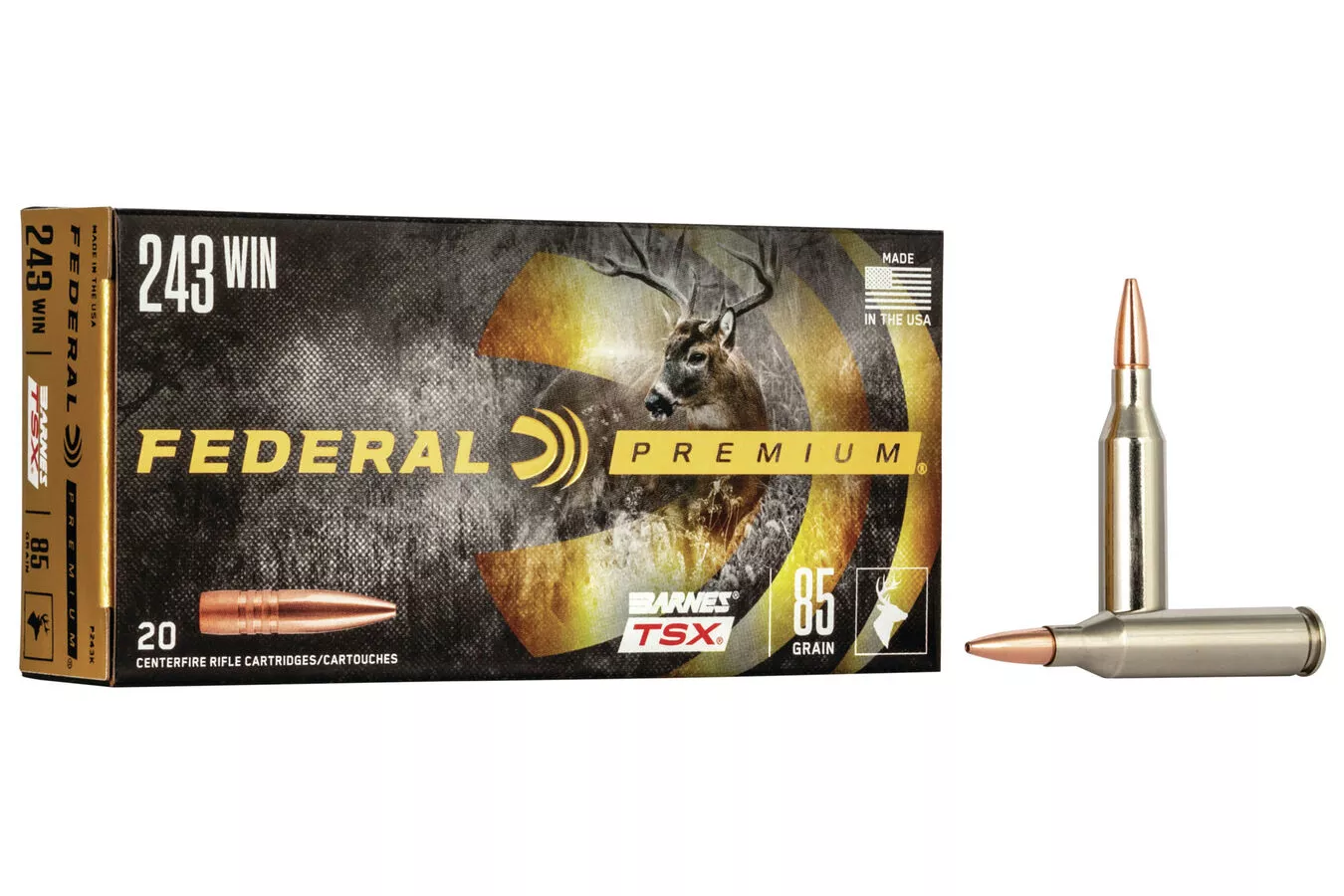 Federal  243 Winchester 85 gr Barnes TSX Hollow Point 20/Box