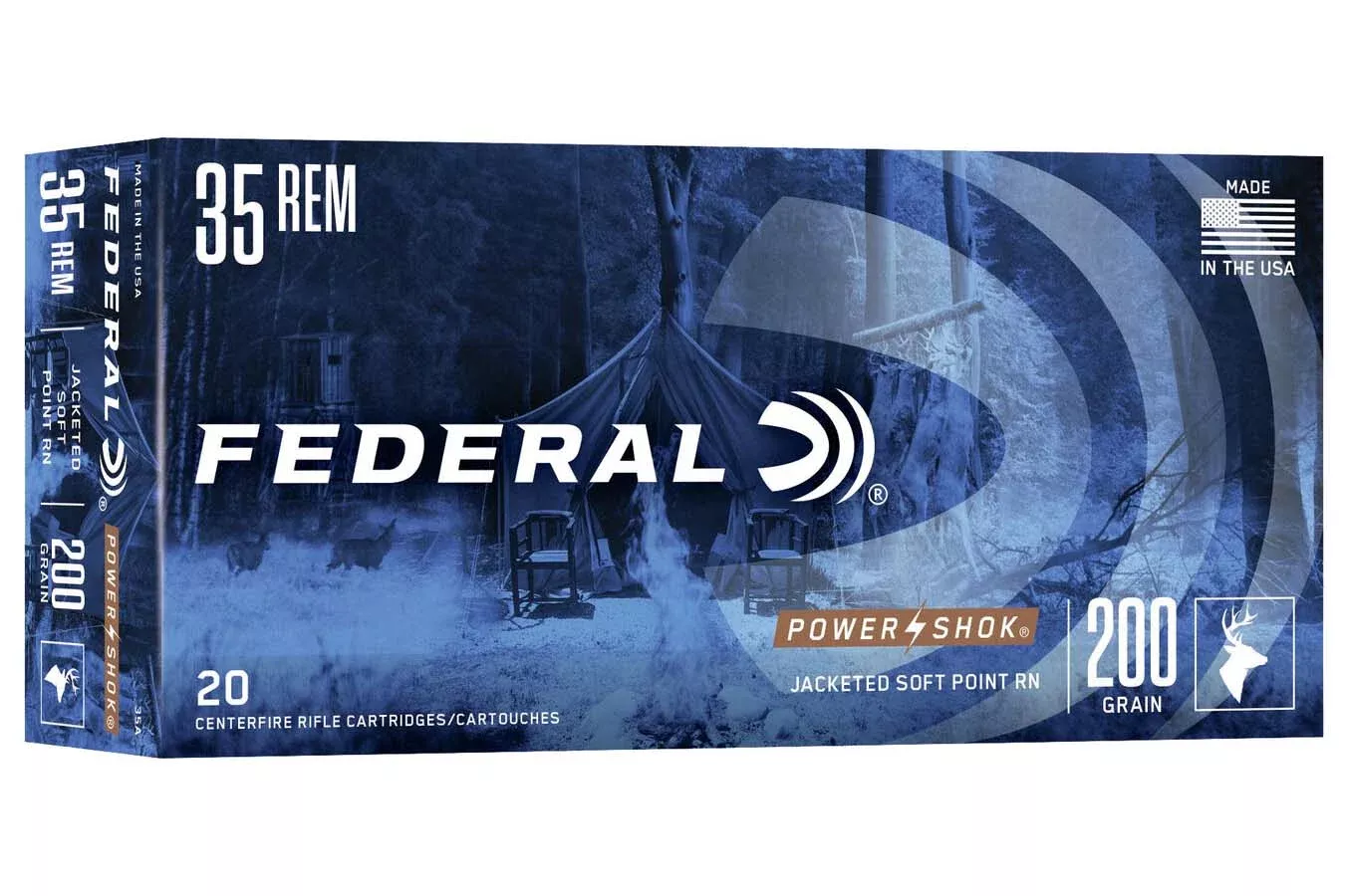 Federal  35 Remington 200 gr Jacketed Soft Point Power Shok 20/Box