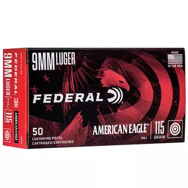 Federal AE9DP American Eagle 9mm 115 GR FMJ 50 Rounds
