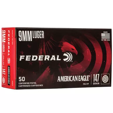 Federal AE9FP American Eagle 9mm 147 GR FMJ 50 Rounds