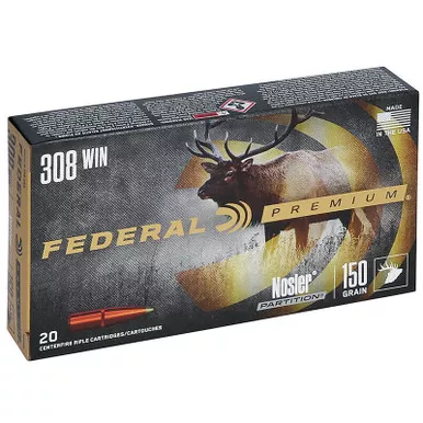 Federal P308S Premium 308 150 GR Nosler Partition 20 Rounds