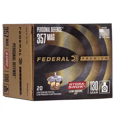 Federal PD357HS2H PD Low Recoil 357 Mag 130 GR HS JHP 20 Rounds
