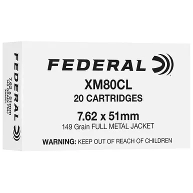 Federal XM80CL American Eagle XM 7.62x51mm NATO 149 GR FMJ 20 Rounds