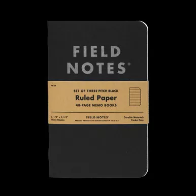 Field Notes Pitch Black Ruled 3-Pack