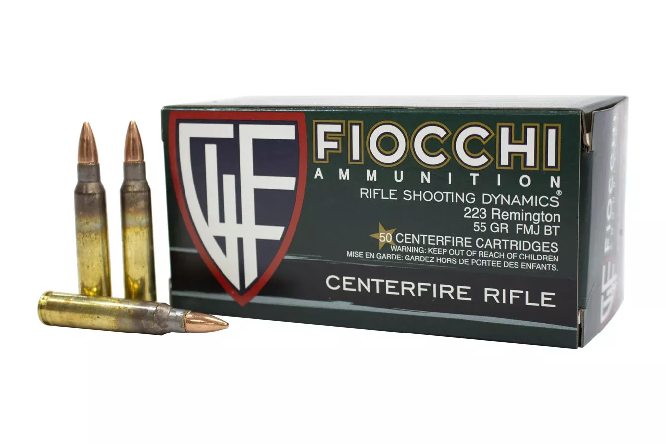 Fiocchi 223 Rem 55gr FMJ BT 50/Box