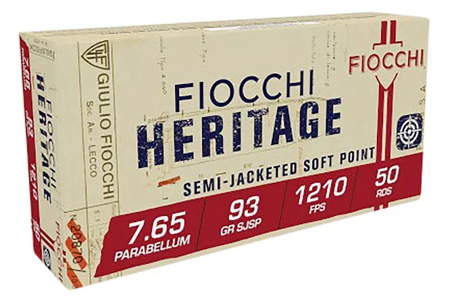Fiocchi  7.65x41mm Parabellum 93 Grain Semi Jacketed Soft Point Heritage50/Box
