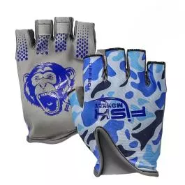 Fish Monkey Stubby Guide Glove - Old School Camo Blue - L