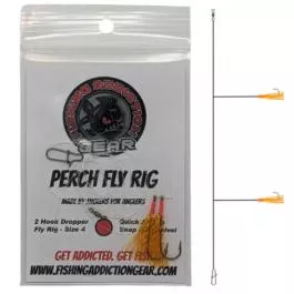 Fishing Addiction Gear Perch Fly Rig - 2 Hook Dropper - Fly Rig Size 4 - Orange Fire
