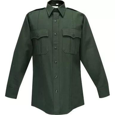 Flying Cross 35W77Z Men’s Command 100% Polyester Long Sleeve Shirt with Zipper and Traditional Collar, Spruce Green