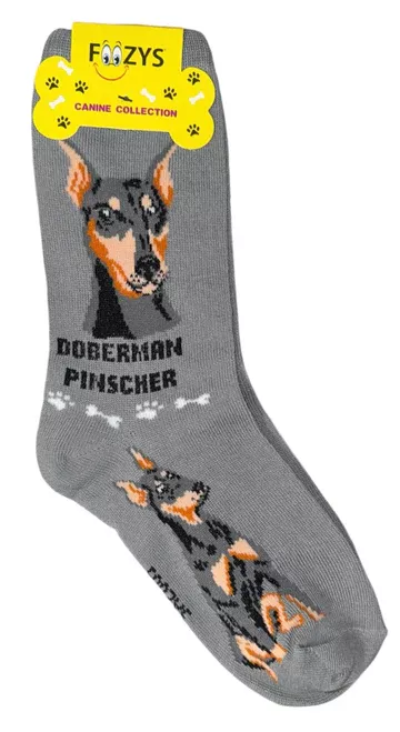 Foozys Ladies Doberman Pinscher Dog Socks #FCC-13