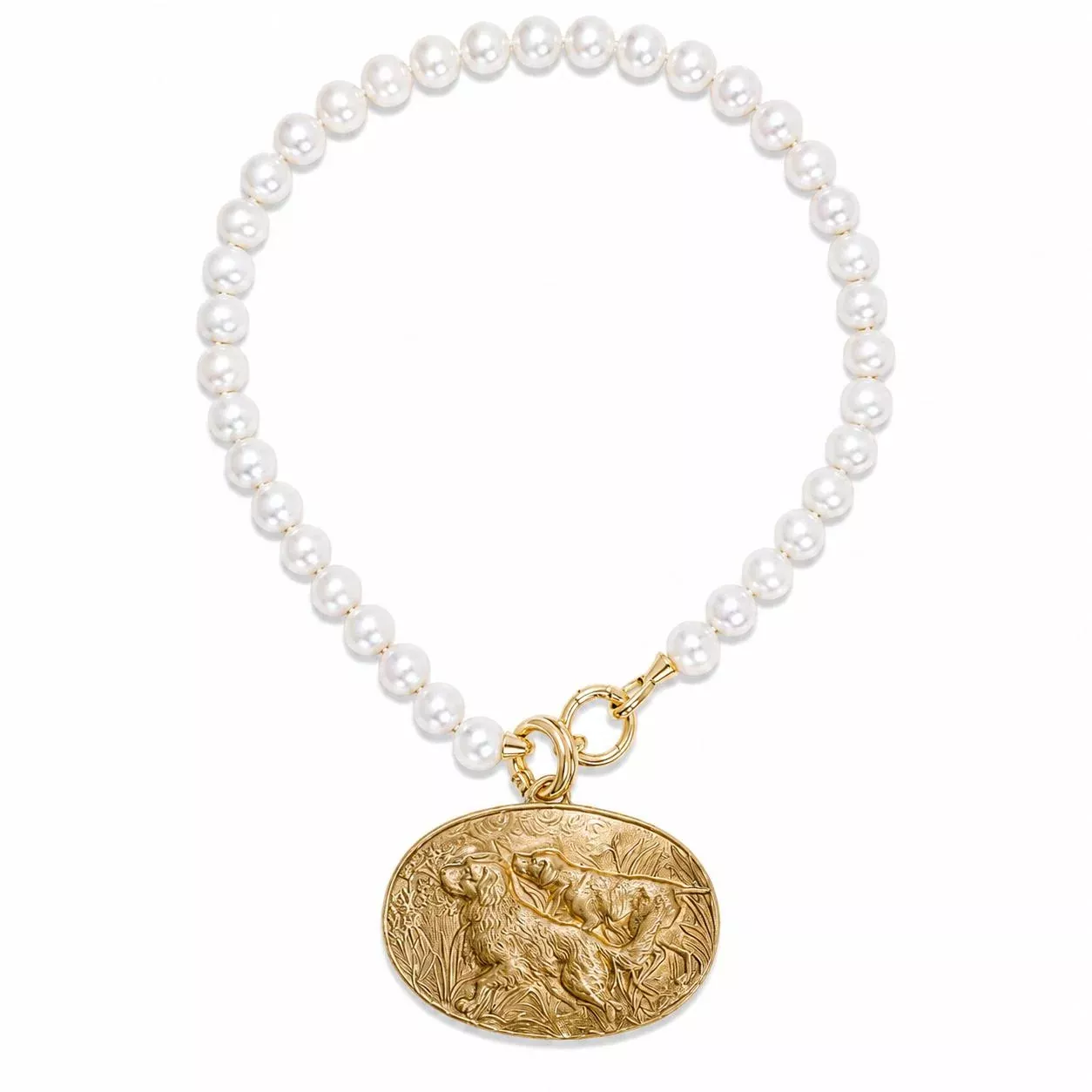 Freshwater Pearl Brass Pendant Necklace