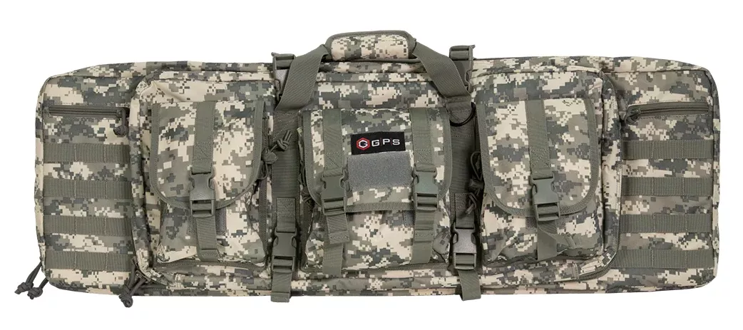 G*Outdoors 36 inch Double Rifle Case, A-TACS AU Camo, 600D Polyester, MOLLE, Lockable Zippers DRC36ACU