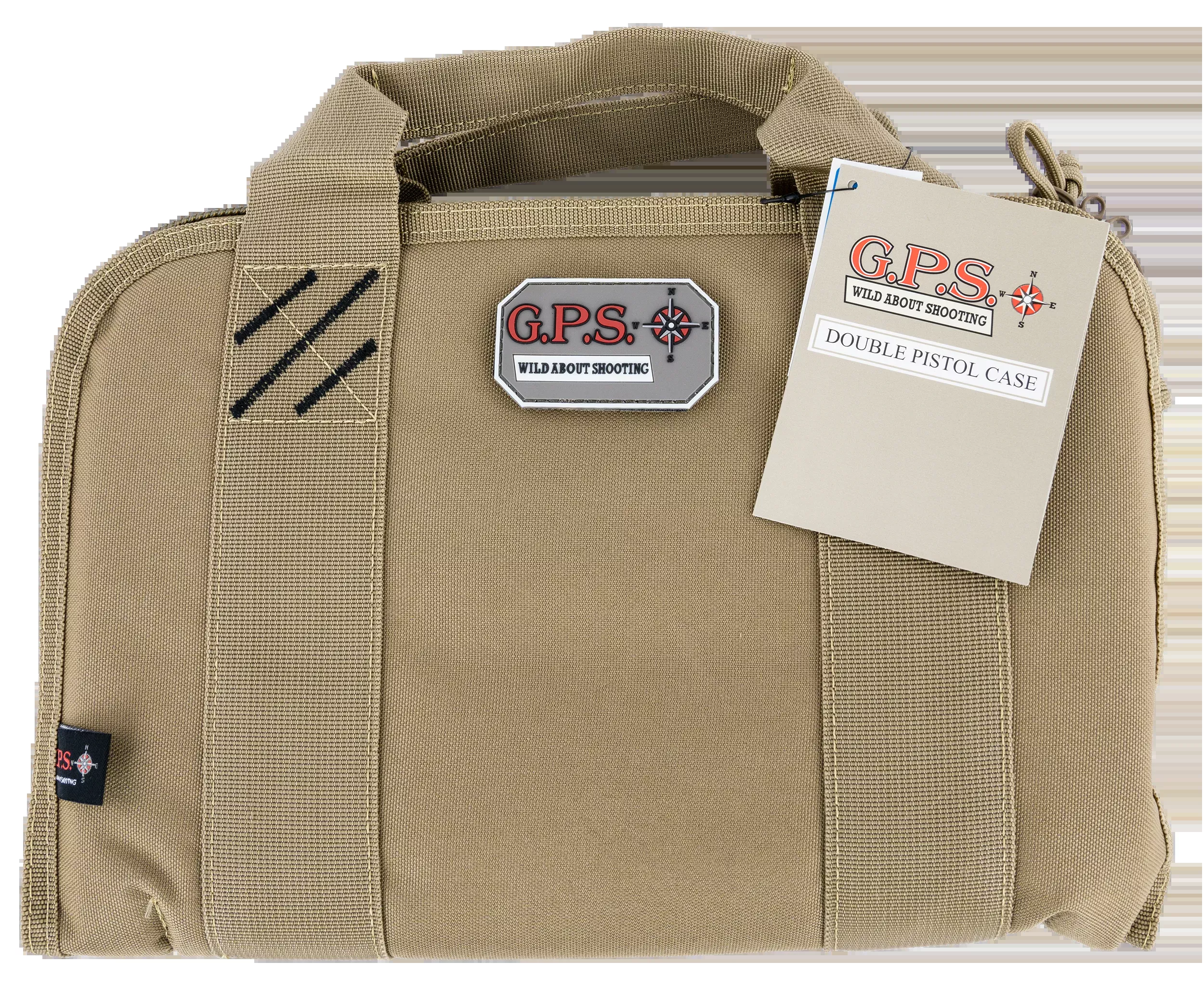 G*Outdoors Double Pistol Case – Tan Nylon with Visual ID Storage, Lockable Zippers, Ammo Cup, 1308PCT