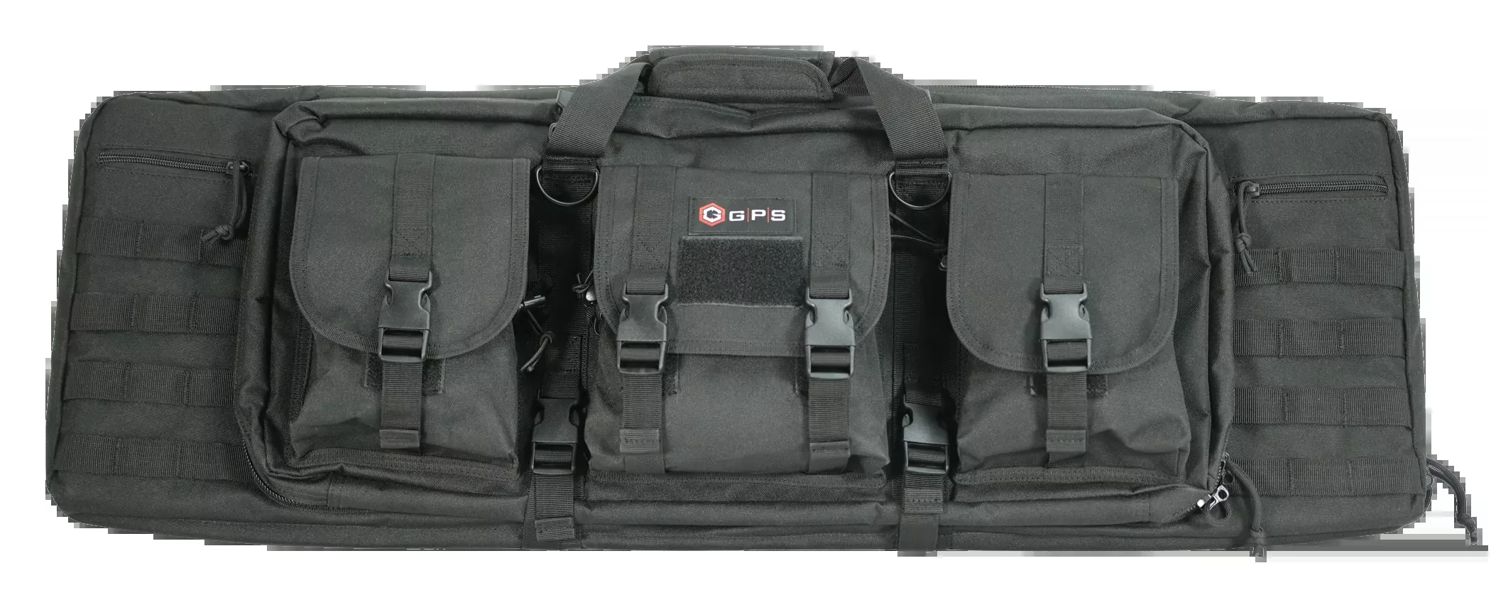 G*Outdoors Double Rifle Case, 36 inch Black 600D Polyester, MOLLE Webbing, Lockable Zippers DRC36