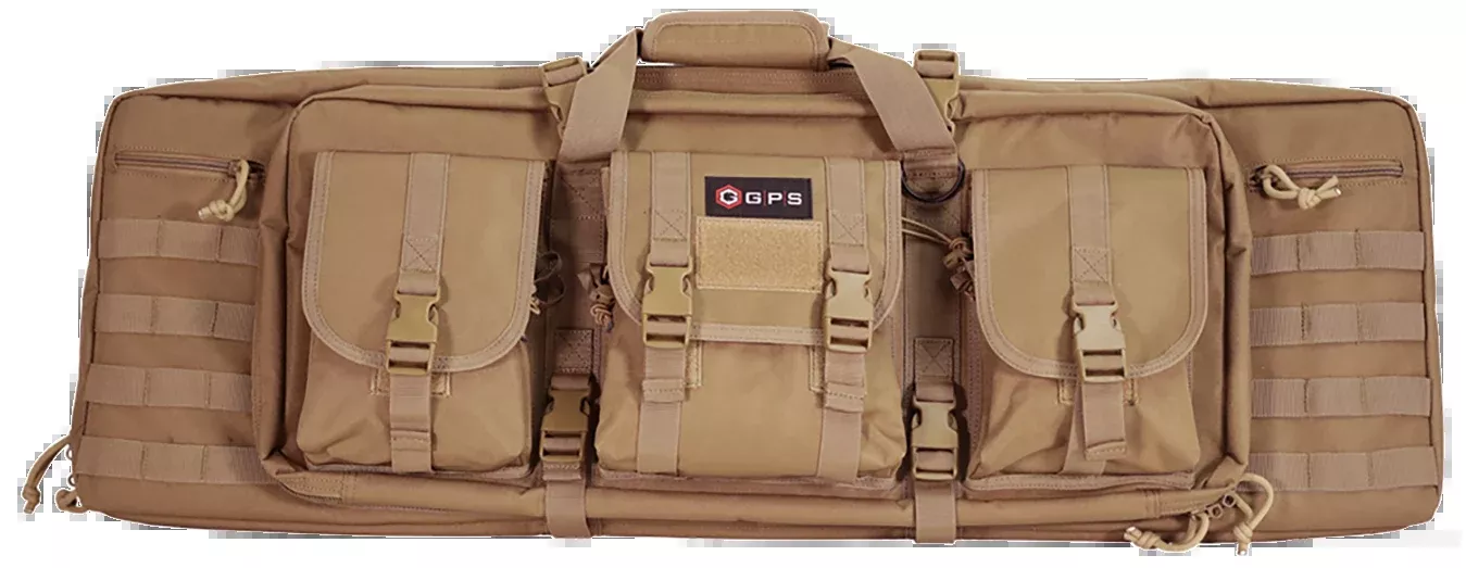 G*Outdoors Double Rifle Case – 36-inch Flat Dark Earth, 600D Polyester, MOLLE Webbing, Lockable Zippers DRC36FDE