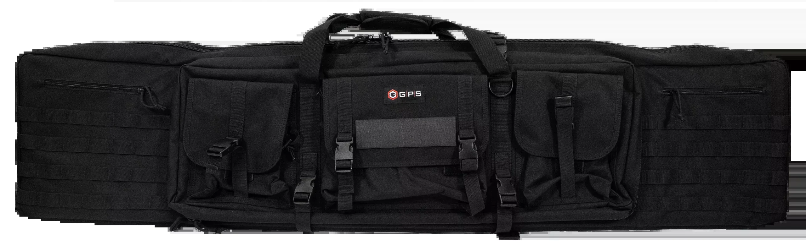 G*Outdoors Double Rifle Case, Black, 600D Polyester, MOLLE, Pistol Sleeves, Lockable Zips DRC55