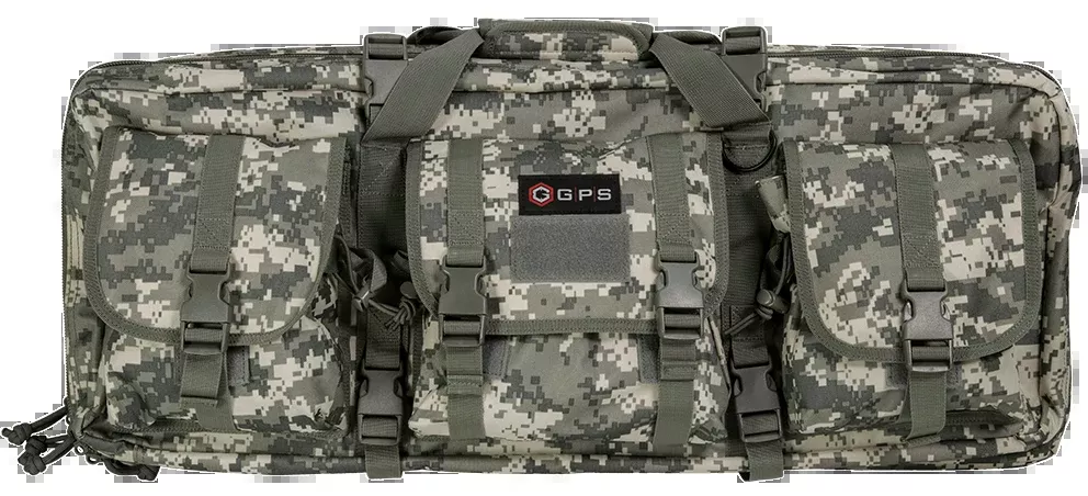 G*Outdoors Double Rifle Case, A-TACS AU Camo, 600D Polyester, MOLLE & Lockable — DRC28ACU