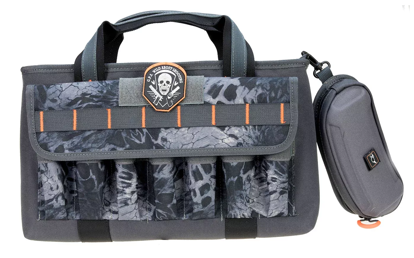 G*Outdoors Quad Pistol Range Bag, PRYM1 Blackout, Visual ID, Lockable Zippers, Holds 4 — 1409PCPM