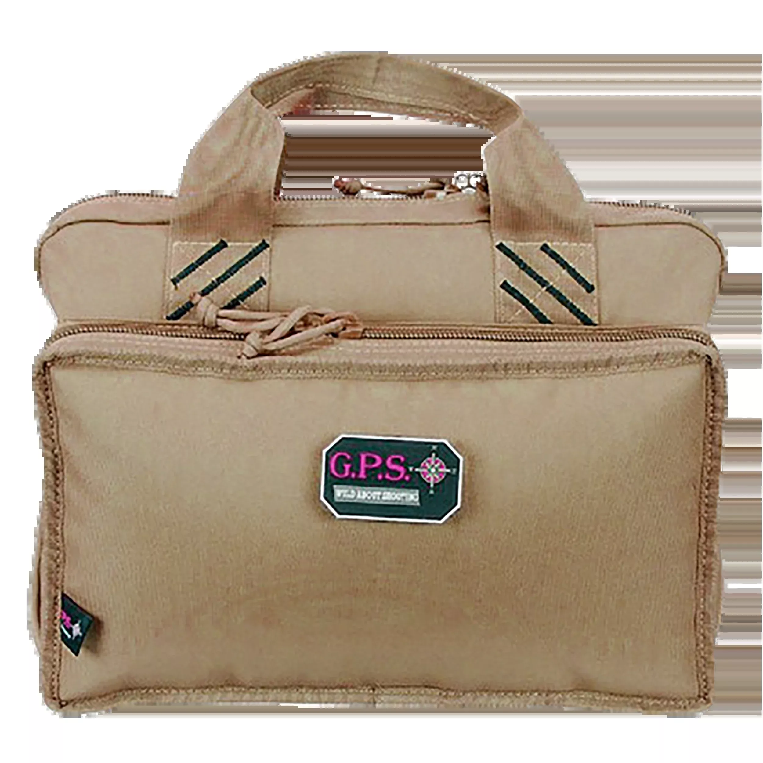 G*Outdoors Quad Pistol Range Bag, Tan, Holds 4 Handguns, Visual ID Storage, 1310PCT